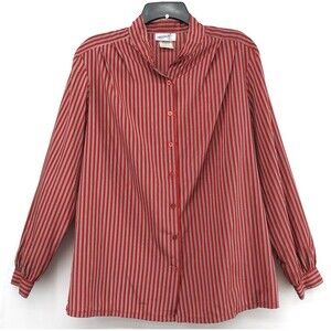 Rejoice Shirt Womens XL Red Striped Long Sleeve Button Up Blouse